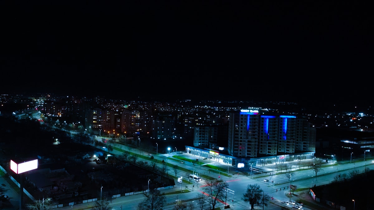 Aerial city view bird's eye perspective