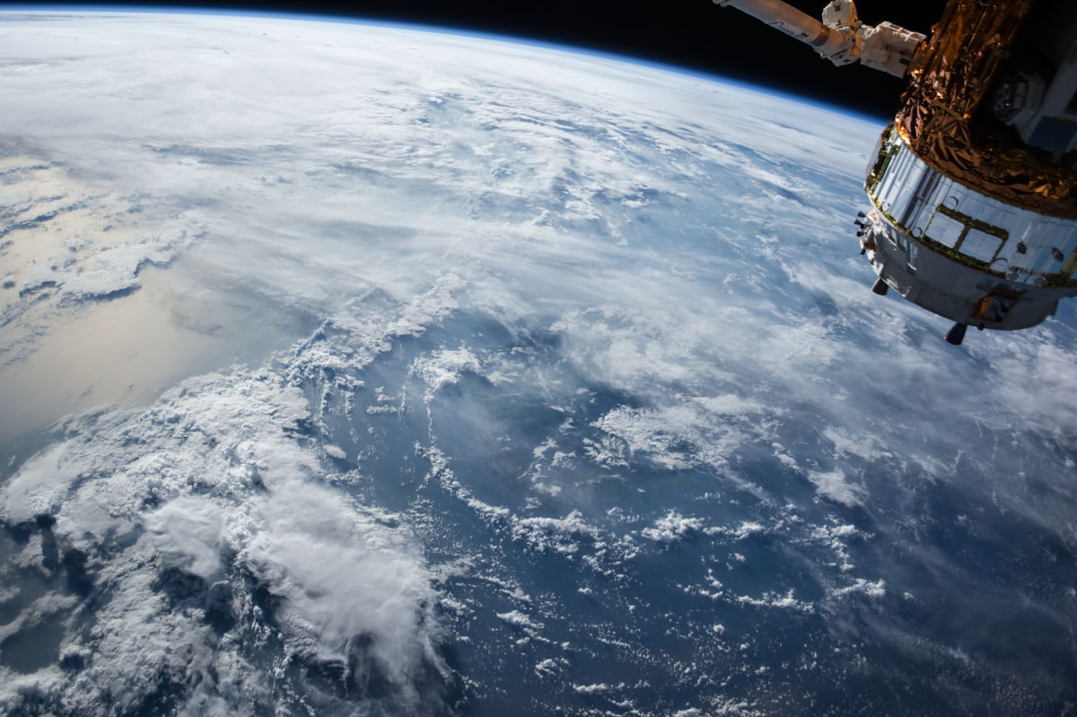 Satellite orbiting Earth capturing imagery from space